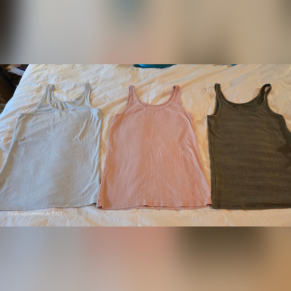 Set Of Three Shimmer Glitter Sparkle Tank Tops 2XL